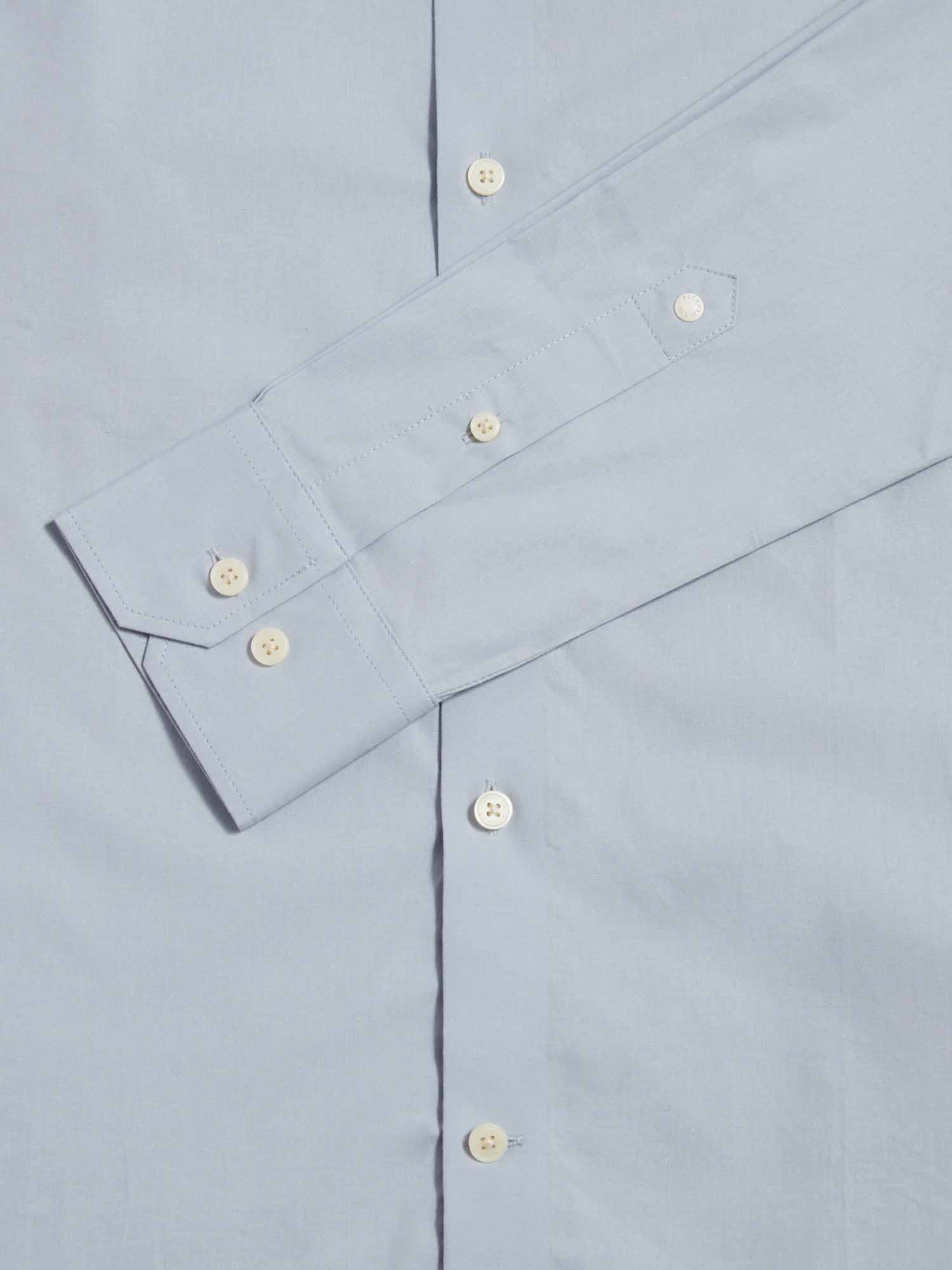 Cotton Poplin Slim Fit High Collar Shirt in Blue Blizzard - Image 9