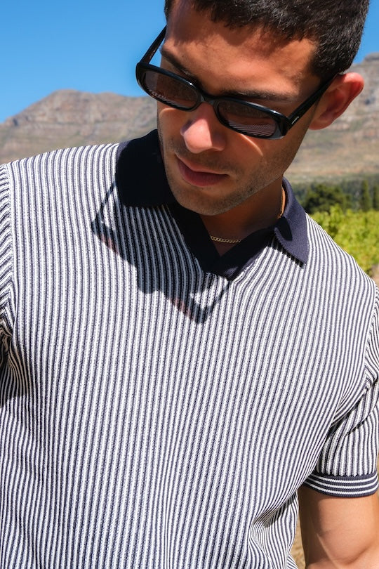 Sidney Revere Knit Polo in Dark Sapphire Navy - Image 3