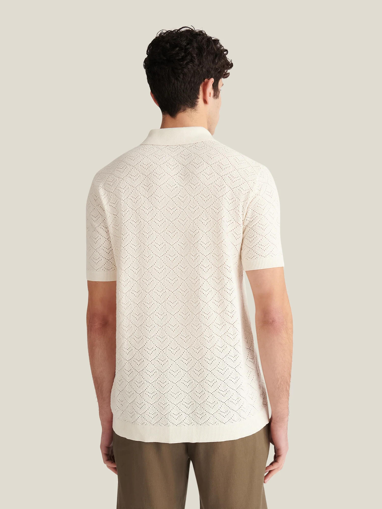 Rico Monogram Knit Shirt in Egret - Image 4