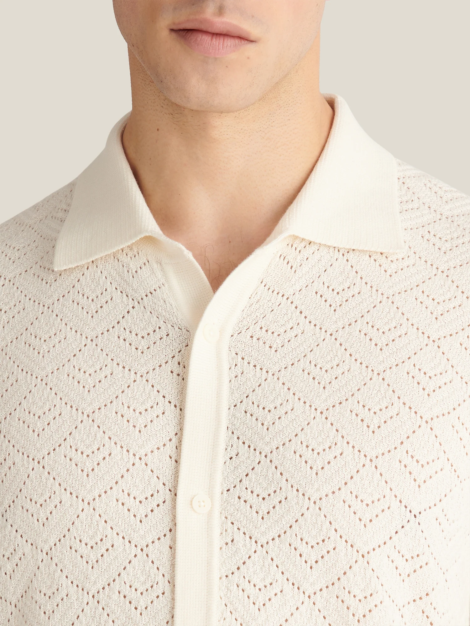 Rico Monogram Knit Shirt in Egret - Image 5