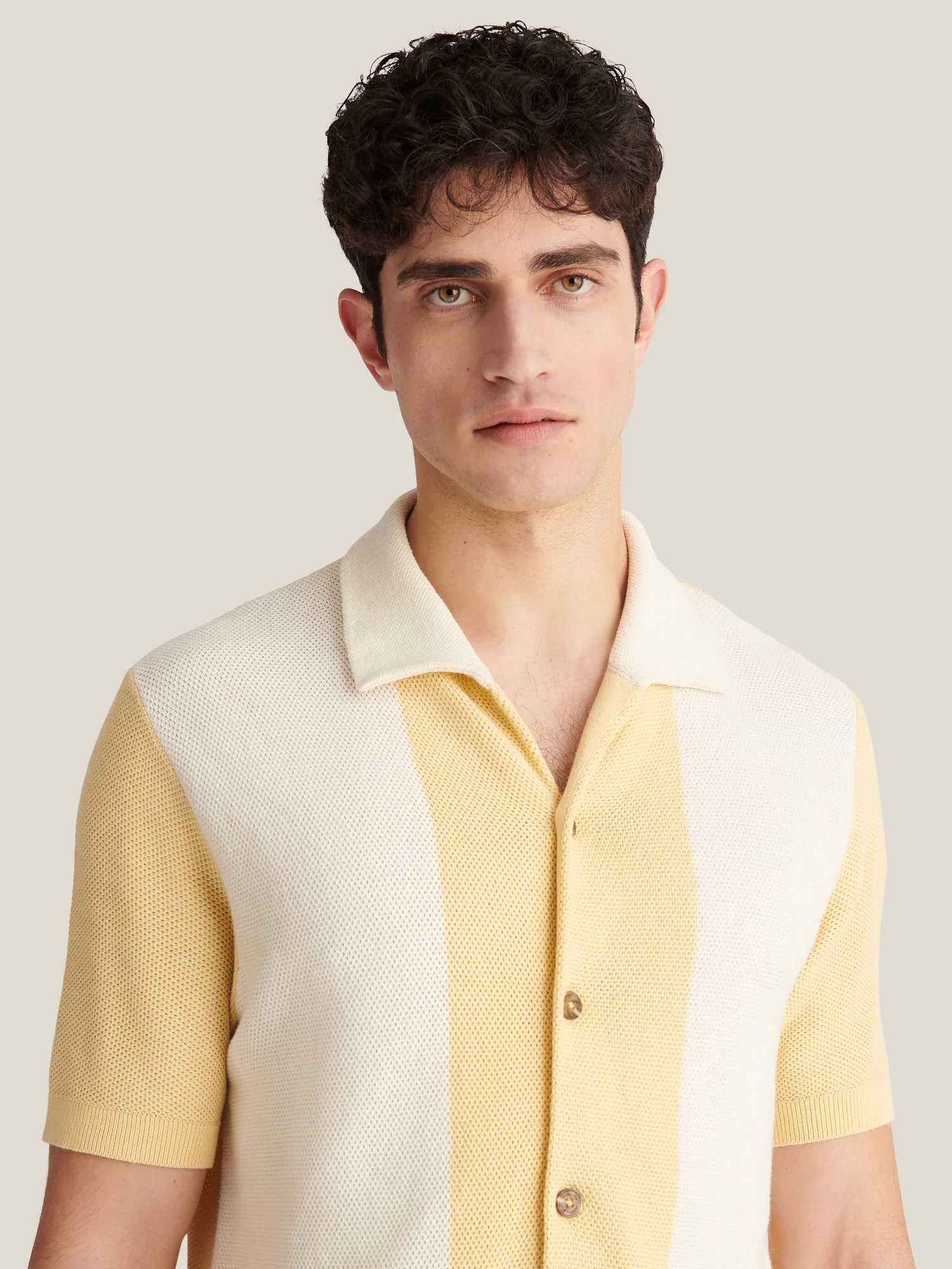 Sonny Open Stitch Revere Shirt in Reed Yellow - Image 6