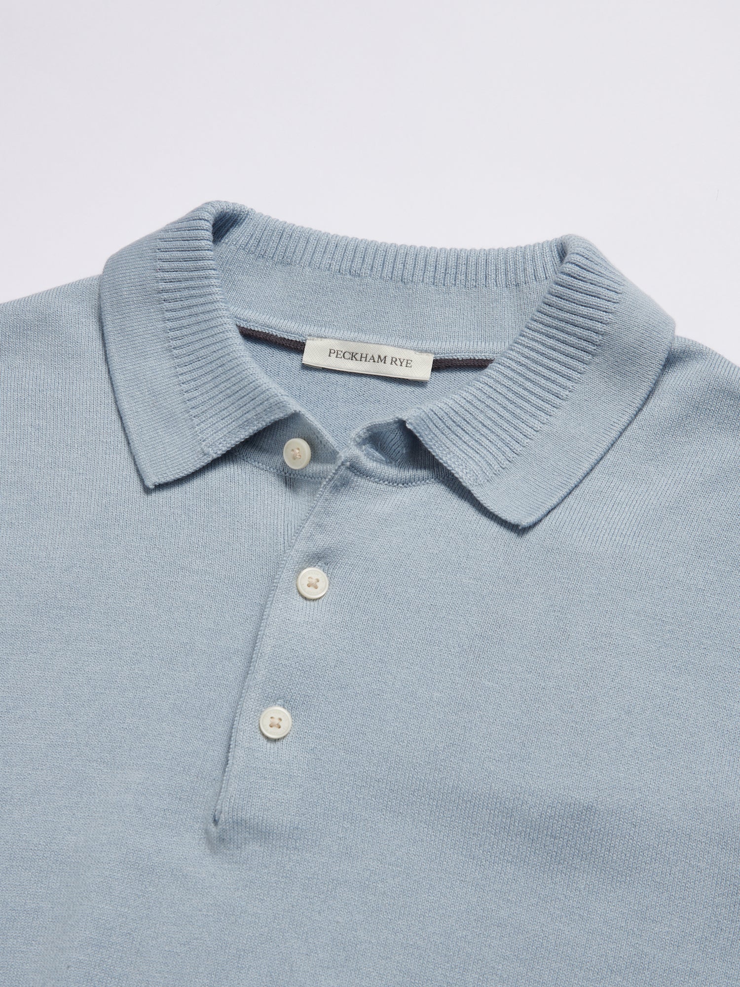Ocean Textured Knit Polo in Blue Haze - Image 3