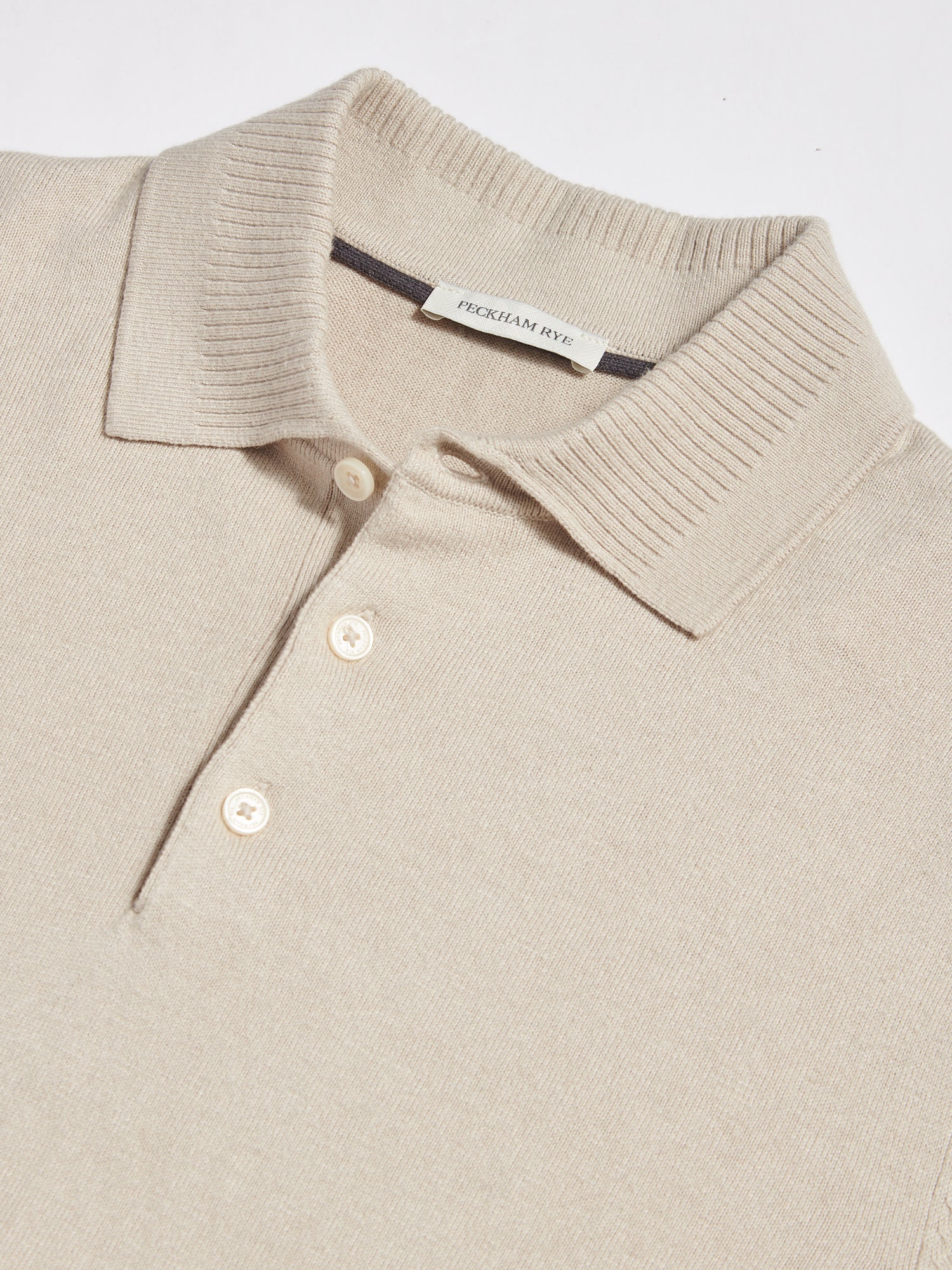 Ocean Textured Knit Polo in Peyote - Image 3