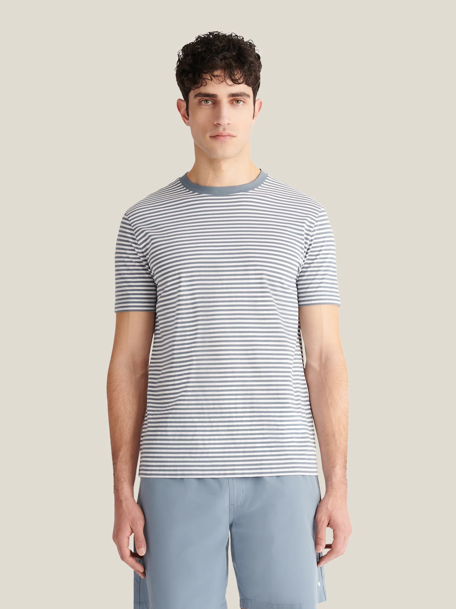 Noli Stripe Pique T-Shirt in Blue Mirage - Image 3