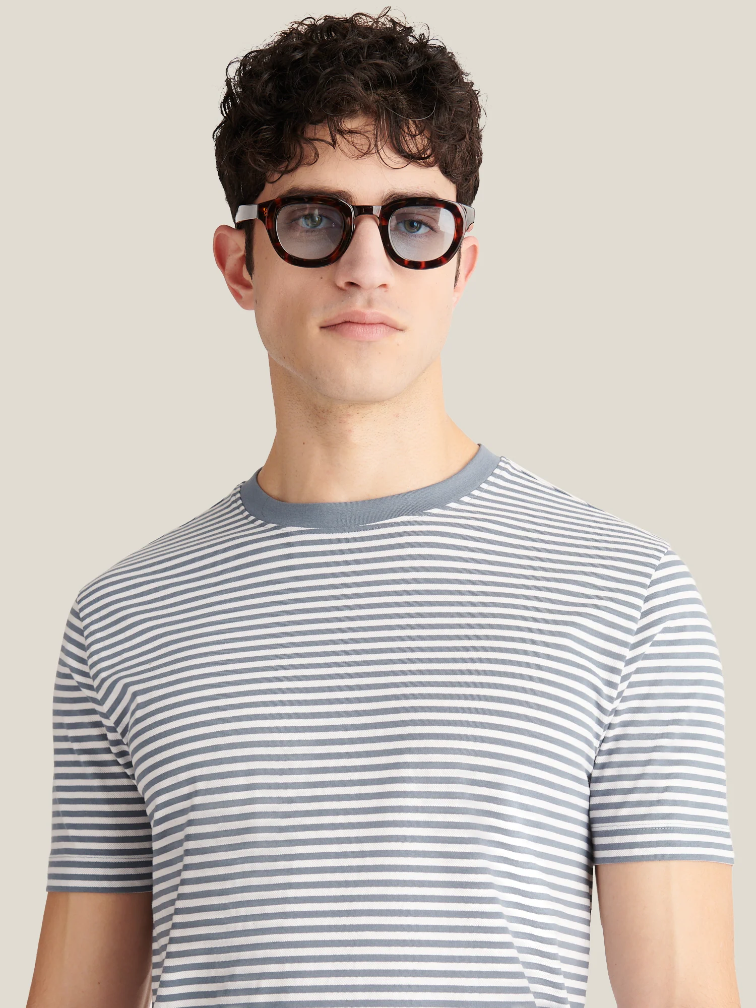 Noli Stripe Pique T-Shirt in Blue Mirage - Image 7